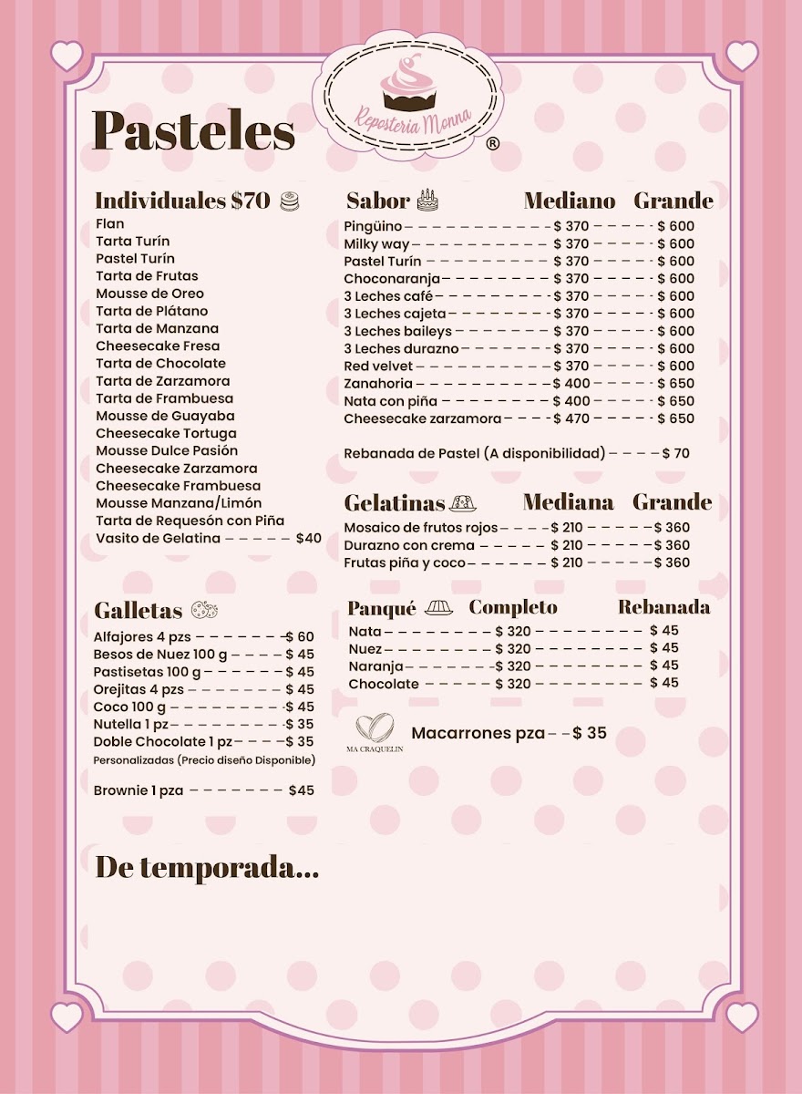 Repostería Monna Menu - Image 1